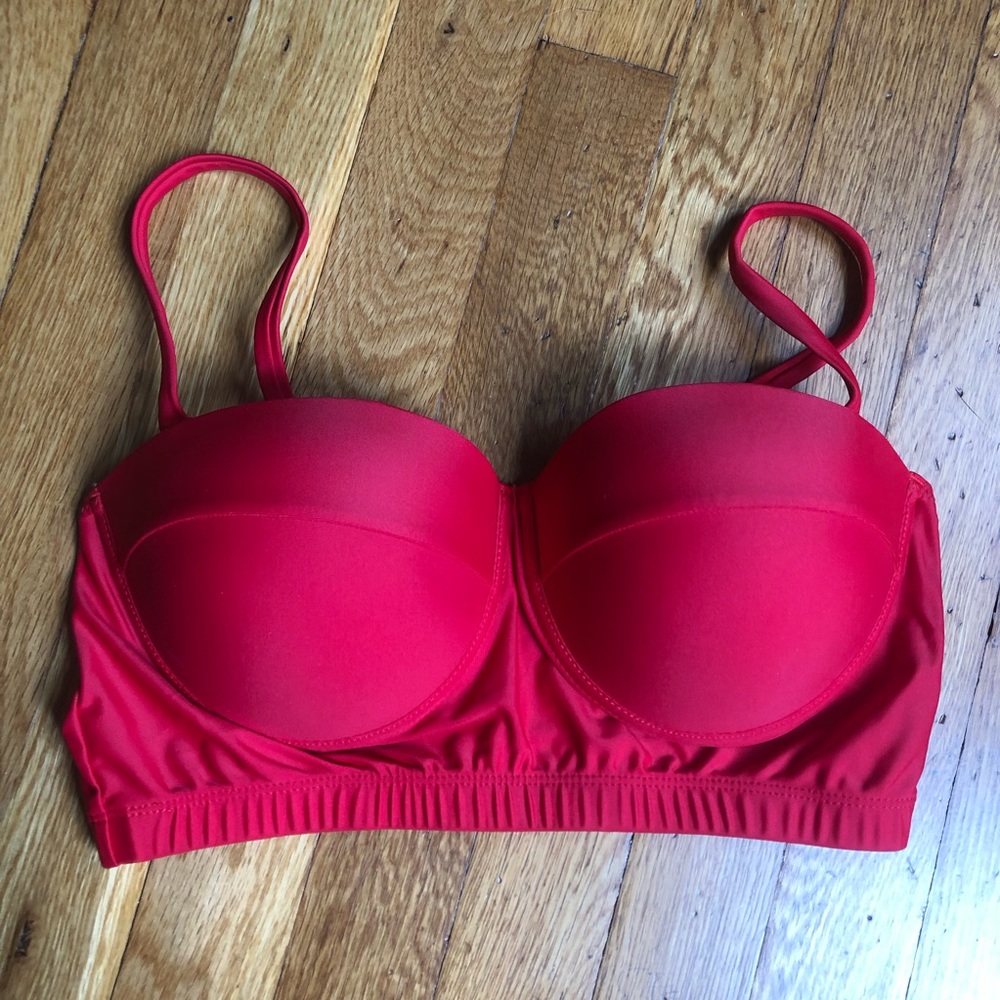 Red longline bikini top - Large (~C/D cup) - NWOT